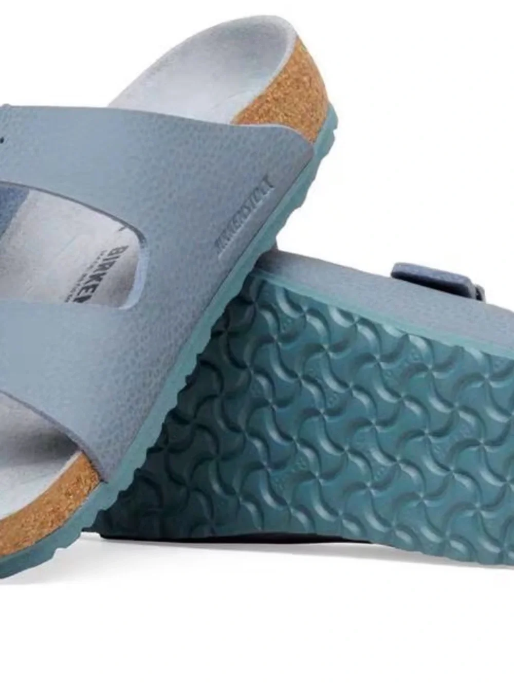 Birkenstock Kids Two-Strap Light Blue Cork Footbed Sandals Sz 34(big kids 3/3.5)